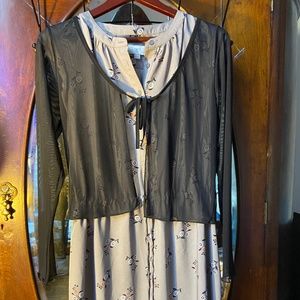 Loft Dress w/Cover Size M Multi Print Taupe w/small flower design